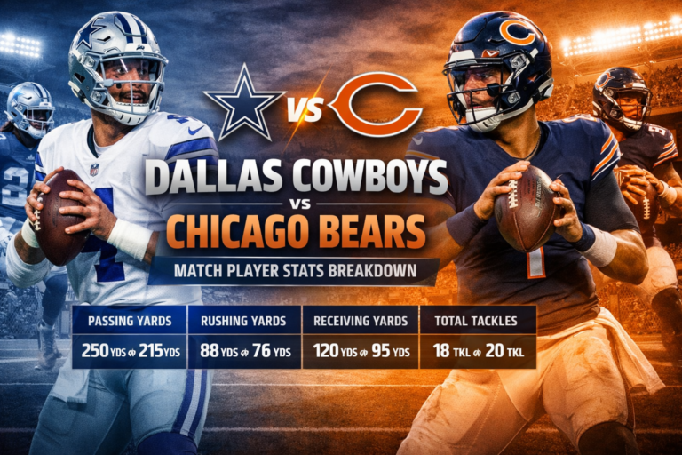 dallas cowboys vs chicago bears match player stats
