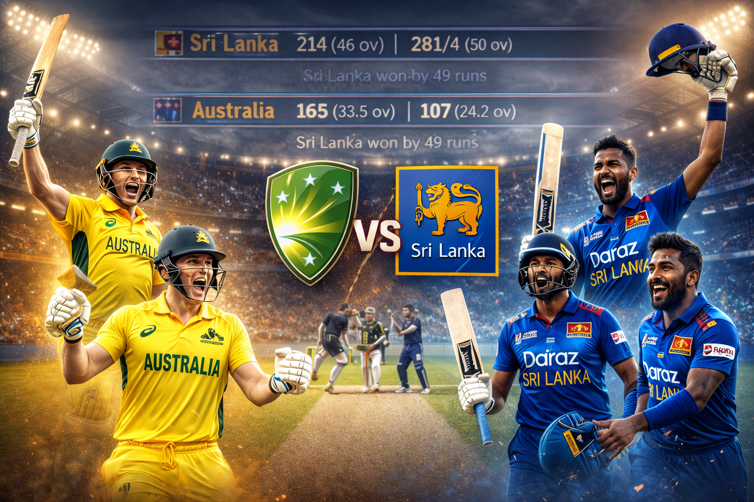 australian men’s cricket team vs sri lanka national cricket team match scorecard