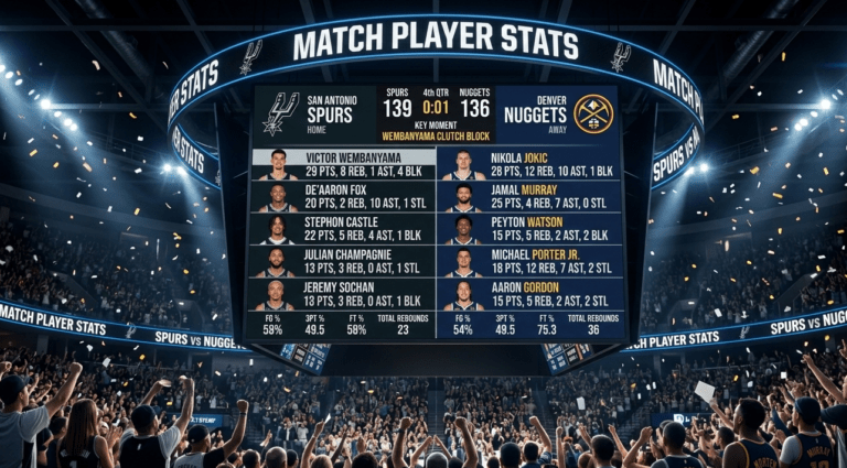 san antonio spurs vs denver nuggets match player stats