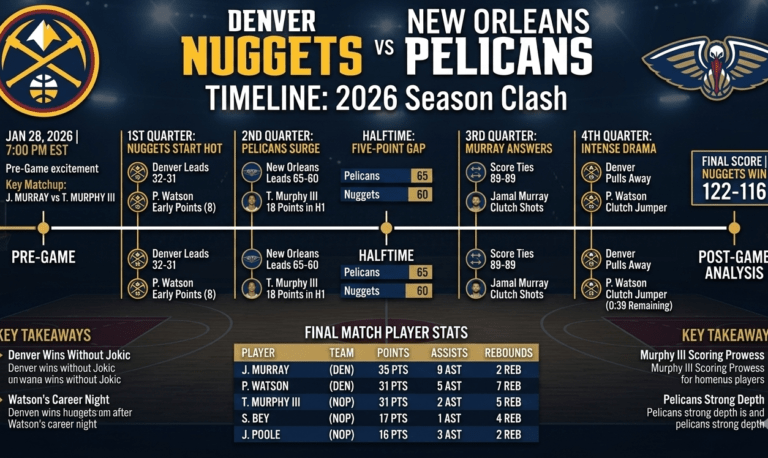 denver nuggets vs new orleans pelicans timeline